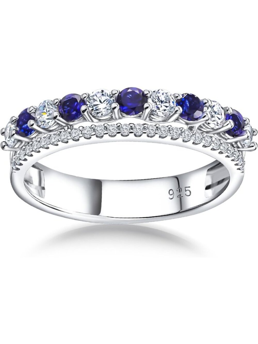 925 Sterling Silver Half Eternity Birthstone Ring for Women - Elegant Jewelry